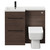 Napoli Combination Brown Oak 1000mm Vanity Unit Toilet Suite with Left Hand L Shaped 1 Tap Hole Basin and 2 Drawers with Matt Black Handles Front View
