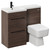 Napoli Combination Brown Oak 1000mm Vanity Unit Toilet Suite with Left Hand L Shaped 1 Tap Hole Basin and 2 Drawers with Matt Black Handles Left Hand View