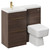 Napoli Combination Brown Oak 1000mm Vanity Unit Toilet Suite with Left Hand L Shaped 1 Tap Hole Basin and 2 Drawers with Brushed Brass Handles Left Hand View