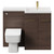 Napoli Combination Brown Oak 1100mm Vanity Unit Toilet Suite with Right Hand L Shaped 1 Tap Hole Basin and 2 Doors with Brushed Brass Handles Front View