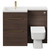 Napoli Combination Brown Oak 1100mm Vanity Unit Toilet Suite with Left Hand L Shaped 1 Tap Hole Basin and 2 Drawers with Brushed Brass Handles Front View