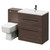 Napoli Brown Oak 1300mm Vanity Unit Toilet Suite with 1 Tap Hole Basin and 2 Drawers with Gunmetal Grey Handles Right Hand View