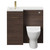 Napoli Combination Brown Oak 900mm Vanity Unit Toilet Suite with Left Hand L Shaped 1 Tap Hole Round Basin and Single Door with Brushed Brass Handle Front View