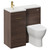 Napoli Combination Brown Oak 900mm Vanity Unit Toilet Suite with Left Hand L Shaped 1 Tap Hole Round Basin and Single Door with Brushed Brass Handle Left Hand View