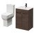 Napoli Brown Oak 600mm Vanity Unit and Toilet Suite including Tacoma Comfort Height Toilet and Floor Standing Vanity Unit with 2 Doors and Matt Black Handles Right Hand View
