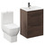 Napoli Brown Oak 600mm Vanity Unit and Toilet Suite including Tacoma Close Coupled Toilet and Floor Standing Vanity Unit with 2 Drawers and Gunmetal Grey Handles Left Hand View