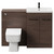 Napoli Cento 390 Brown Oak 1200mm Wall Mounted Vanity Unit Toilet Suite with 1 Tap Hole Basin and 2 Drawers with Matt Black Handles Front View