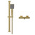 Colore Square Brushed Brass Thermostatic Bar Valve Mixer Shower with Square Slide Rail Kit View from Front