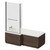 Loire 1700mm Left Hand L Shaped Shower Bath with Towel Rail Bath Screen and Brown Oak Front and End Bath Panel View from Front
