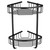 Leros Colore Matt Black 2 Tier Wall Mounted Corner Basket View from Front