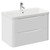 Vela Gloss White 800mm Wall Mounted 2 Drawer Vanity Unit with Anya Basin Left Hand View