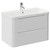 Vela Satin White 800mm Wall Mounted 2 Drawer Vanity Unit with Anya Basin Left Hand View