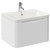 Vela Gloss White 600mm Wall Mounted Single Drawer Vanity Unit with Leni Basin Left Hand View