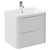 Vela Satin White 600mm Wall Mounted 2 Drawer Vanity Unit with Leni Basin Left Hand View