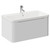 Vela Satin White 800mm Wall Mounted Single Drawer Vanity Unit with Leni Basin Left Hand View