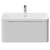 Vela Satin White 800mm Wall Mounted Single Drawer Vanity Unit with Fina Basin View from Front