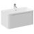 Vela Satin White 800mm Wall Mounted Single Drawer Vanity Unit with Fina Basin Left Hand View