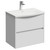 Montego Satin White 600mm Wall Mounted 2 Drawer Vanity Unit with Arc Basin Left Hand View
