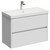 Montego Satin White 800mm 2 Drawer Wall Mounted Vanity Unit with Rimini Basin Left Hand View