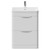 Oslo Gloss White 600mm Floor Standing 2 Drawer Vanity Unit and Curved Thin Edge Basin with 1 Tap Hole Front View