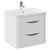 Oslo Gloss White 600mm Wall Mounted 2 Drawer Vanity Unit and Curved Thin Edge Basin with 1 Tap Hole Left Hand View