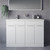 Napoli 390 Gloss White 1200mm 4 Door Vanity Unit with Double Glide Basins Lifestyle Image thumbnail