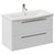 Napoli 390 Gloss White 800mm Wall Mounted 2 Drawer Vanity Unit with Arc Basin Left Hand View thumbnail