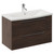 Napoli 390 Brown Oak 800mm Wall Mounted 2 Drawer Vanity Unit with Arc Basin Left Hand View thumbnail