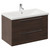 Napoli 460 Brown Oak 800mm Wall Mounted 2 Drawer Vanity Unit with Glide Basin Left Hand View thumbnail