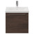 Napoli 390 Brown Oak 500mm Wall Mounted Single Drawer Vanity Unit with Glide Basin Front View