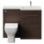 Napoli 390 Brown Oak 1100mm 2 Drawer Vanity Unit Toilet Suite with Square Right Hand Lucia Basin Front View thumbnail