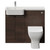 Napoli 250 Brown Oak 1000mm 2 Door Vanity Unit Toilet Suite with Left Hand Round Rico Semi Recessed Basin Front View thumbnail