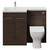 Napoli 460 Brown Oak 1100mm 2 Door Vanity Unit Toilet Suite with Left Hand Square Lucia Basin Front View thumbnail
