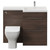 Napoli 460 Brown Oak 1100mm 2 Drawer Vanity Unit Toilet Suite with Right Hand Square Lucia Basin Front View thumbnail