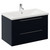 Napoli 460 Deep Blue 800mm Wall Mounted 2 Drawer Vanity Unit with Glide Basin Left Hand View