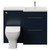 Napoli 390 Deep Blue 1100mm 2 Drawer Vanity Unit Toilet Suite with Square Right Hand Lucia Basin Front View thumbnail