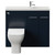 Napoli 250 Deep Blue 1000mm 2 Door Vanity Unit Toilet Suite with Square Silvo Basin Front View thumbnail