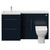 Napoli 390 Deep Blue 1500mm 2 Drawer Vanity Unit Toilet Suite with Left Hand Square Lucia Basin Front View thumbnail