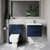 Napoli 390 Cento Deep Blue 1200mm Wall Mounted 2 Drawer Vanity Unit and Toilet Suite with Glide Basin Lifestyle Image thumbnail