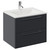 Napoli 460 Gloss Grey 600mm Wall Mounted 2 Drawer Vanity Unit with Angel Basin Left Hand View