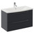 Napoli 390 Gloss Grey 800mm Wall Mounted 2 Drawer Vanity Unit with Arc Basin Left Hand View thumbnail