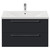 Napoli 460 Gloss Grey 800mm Wall Mounted 2 Drawer Vanity Unit with Glide Basin Front View