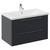 Napoli 460 Gloss Grey 800mm Wall Mounted 2 Drawer Vanity Unit with Glide Basin Left Hand View