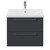 Napoli 460 Gloss Grey 600mm Wall Mounted 2 Drawer Vanity Unit with Glide Basin Front View thumbnail