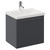 Napoli 390 Gloss Grey 500mm Wall Mounted Single Drawer Vanity Unit with Glide Basin Left Hand View thumbnail