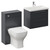 Napoli 390 Gloss Grey 1100mm Wall Mounted 2 Drawer Vanity Unit and Toilet Suite with Glide Basin Left Hand View