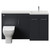 Napoli 390 Gloss Grey 1500mm 3 Door Vanity Unit Toilet Suite with Right Hand Square Lucia Basin Front View thumbnail
