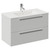 Napoli 390 Gloss Grey Pearl 800mm Wall Mounted 2 Drawer Vanity Unit with Angel Basin Left Hand View