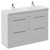 Napoli 390 Gloss Grey Pearl 1200mm 4 Drawer Vanity Unit with Double Lucia Basins Left Hand View thumbnail