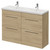 Napoli 390 Light Oak 1200mm 4 Drawer Vanity Unit with Double Glide Basins Right Hand View